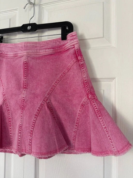 Anthropologie Pilcro Skirt Seamed Flared Mini Skirt Pink Size 6 - Picture 15 of 16
